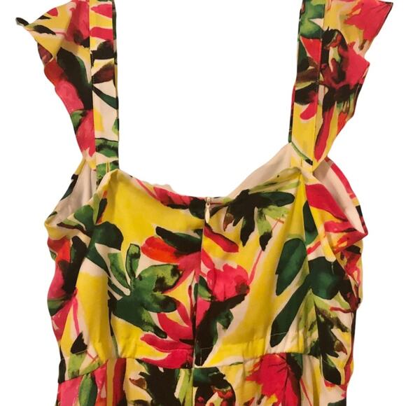 Julia Jordan Yellow Multicolor Floral Sleeveless Midi Tropical Vaca Dress 8 NWT - Picture 8 of 10
